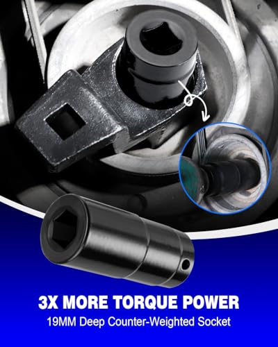 BETOOLL 19 mm Harmonic Balancer Socket & 50mm Crankshaft Crank Pulley Wrench Holder Tool Removal Holding Spanner kit Compatible with Honda and Acura Engines - size: 19mm & 50mm (2 Piece)