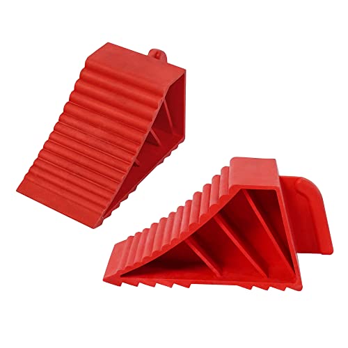 Wheel Chocks ABS Plastic Heavy Duty, Tire Chocks for Travel Trailers, RV, Camper, and Trucks 2-Pack, Red - color: red 2-pack