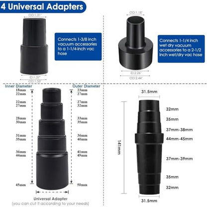 Alrens 10PCS Vacuum Attachments & Brushes Kit for Shop Vac Accessories | Includes 4 Hose Adapters, Flexible Crevice Tool for Hard-to-Reach Areas, Ideal for Home & Car Detailed Cleaning - style: 10PCS