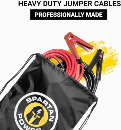 Spartan Power Heavy Duty Jumper Cables with Alligator Clips, 100% Pure Copper Wire, Positive & Negative Leads Battery Cable, Made in The USA - 2/0 AWG Gauge Cable, 15 ft - size: 2/0 AWG 15 Foot