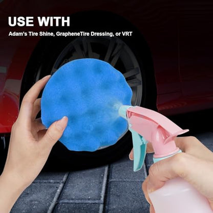 2 Pack Large Tire Shine Applicator Pad, Tire Hex Grip Applicator, Tire Shine Car Detailing Foam Sponge Tool, Reusable Car Cleaning Supplies After Car Wash Tire Cleaner for Applying Tire Shine - color: Red and Blue