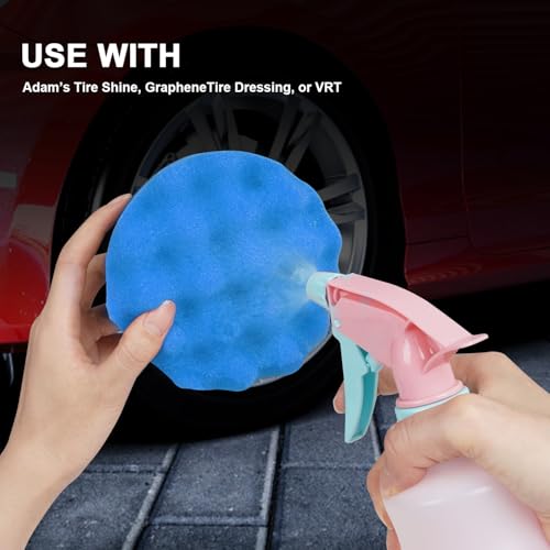 2 Pack Large Tire Shine Applicator Pad, Tire Hex Grip Applicator, Tire Shine Car Detailing Foam Sponge Tool, Reusable Car Cleaning Supplies After Car Wash Tire Cleaner for Applying Tire Shine - color: Red and Blue
