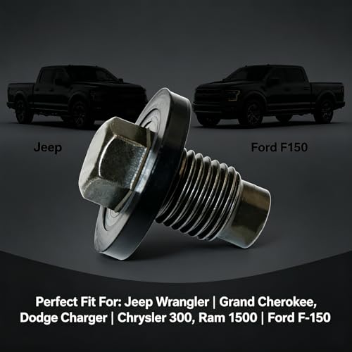 6506214AA M14x1.5 Oil Drain Plug,Leak-Proof Engine Oil Pan Plug with Gasket | Replacement for Jeep Wrangler Dodge Chrysler Ram 1500 Ford F-150, 13mm Hex Head