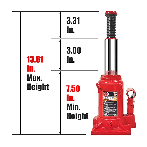 BIG RED T91207A Torin Hydraulic Stubby Low Profile Welded Bottle Jack, 12 Ton (24,000 lb) Capacity, Red - size: 12 Ton (24,000 lbs), style: 12 Ton (24,000 lbs) Low Profile