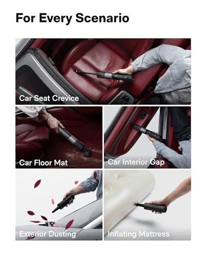 HOTO Car Vacuum Cordless, Handheld Vacuum Cleaner with 20000Pa Suction, 4-in-1 Portable Mini Vacuum & Electric Compressed Air Duster for Car, Desk, Keyboard, Home, Office