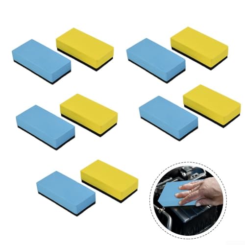 10-Pack Car Waxing Sponge Pads for Nano Ceramic Coating, Ultra-Thin Polishing Foam Applicators for Auto Detailing, 3.15x1.57 Inch