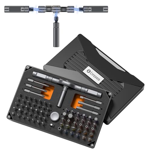 LIFEGOO Ratchet Screwdriver Set: 74 in 1 Magnetic Screwdriver Sets, S2 Steel Bits & Flexible Shaft Suitable for Electronics, Furniture Assembly & Bicycle Repair Tools - size: 74 in 1