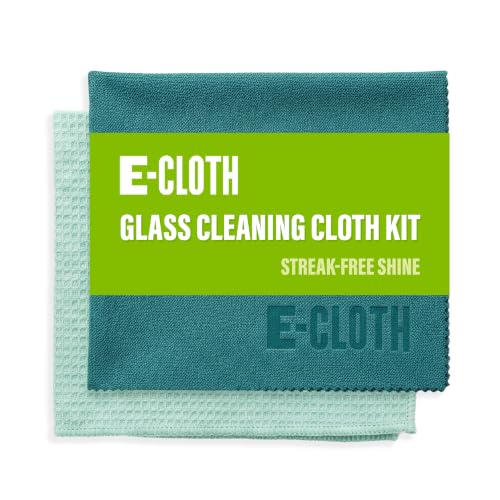 E-Cloth Microfiber Window Cleaning Cloth Kit - Glass Cleaning Cloth for Windows, Mirrors, Cars, Lenses, Eyeglasses, & More, Streak Free Clean, Machine Washable Reusable Towel - Green - color: Winter Green, size: 1 Kit