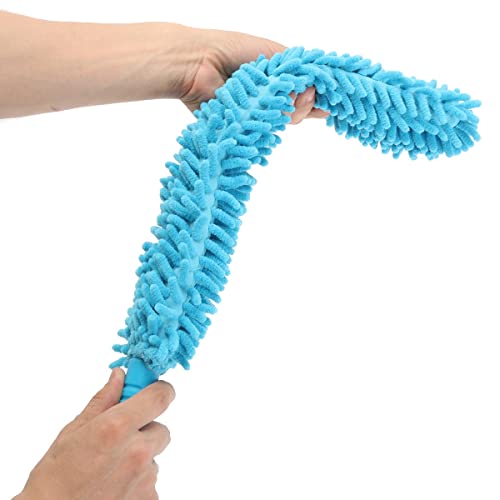 Double-Sided Microfiber Car Wheel Brush - 21" Flexible Chenille Duster for Alloy Rims, Scratch-Free Brake Dust Cleaner with Long Handle