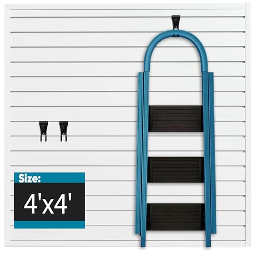 Brakki Slat Wall Paneling 4x4 Ft, Slatwall Garage Organizer Storage System | PVC Slatwall Panels, Garage Organization Product, Heavy Duty Wall Mounted, Tool Storage for Home, White - color: White, size: 4x4 ft