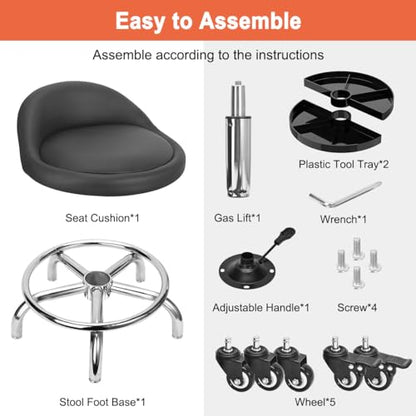 JOSTZHXIN Garage Mechanic Stool Chair Rolling Shop Chair, Height Adjustable Garage Shop Seat, Low Stools with Storage Tray, Rolling Stool for Salon SPA Tattoo (Style 2) - style: Style 2