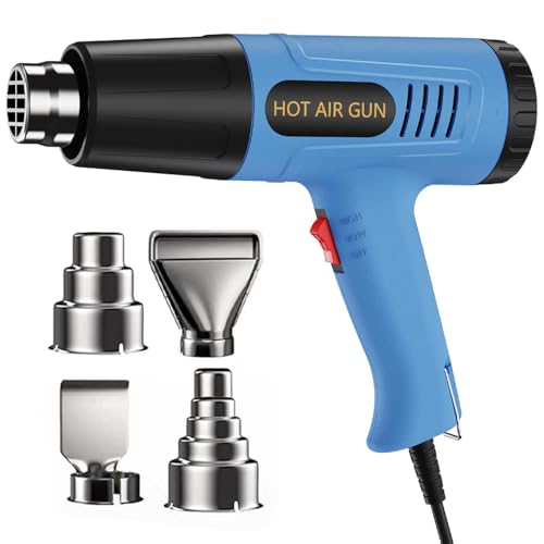 Hot Air Gun, Professional Power Heat Gun with 2 Temp Settings, Handheld Heat Blower with 4 Nozzle Attachments for Stripping Paint, Shrink Wrapping, PVC Tubing, DIY Crafts, vinyl wrap - color: Fl-i5ao-9z2d
