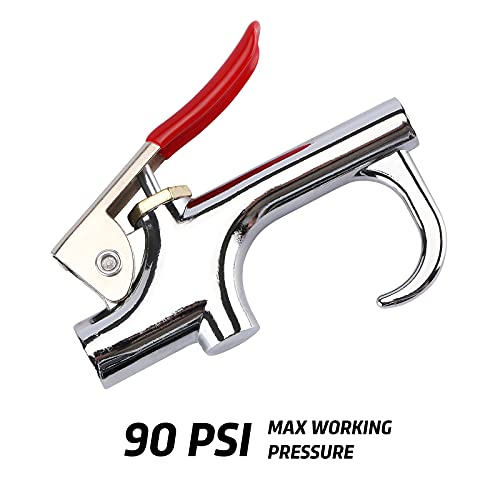 Heavy Duty Truck Air Seat Blow Gun Kit, Lever Air Blow Gun with 2 Nozzle Tips, 1/4 Inch NPT X 11.5 Feet Nylon Coil Air Hose. Air Duster Blow Gun, Dust Cleaner with Nozzles - size: Gray Hose