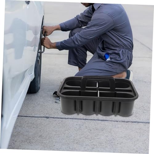 PRETYZOOM Large Rolling Cleaning Basket for Detailing Accessories Storage Plastic Tool Organizer Heavy Duty Square Compartmentalized Design