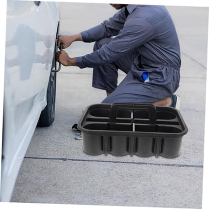 PRETYZOOM Large Rolling Cleaning Basket for Detailing Accessories Storage Plastic Tool Organizer Heavy Duty Square Compartmentalized Design