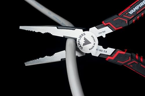 VAMPLIERS CAIMAN 7.5" Stripped Screw Extractor Needle Nose Pliers. Made in Japan. Multipurpose Long Nose Screw Removal Plier with Wire Cutter & Crimper - style: NEW 7.5" Long Nose Plier