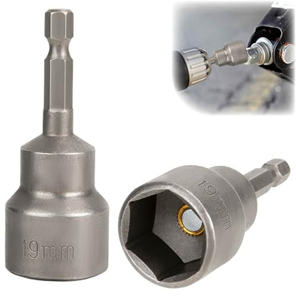 2 PCS RV Scissor Jack Socket, Magnetic RV Jack Socket Drill Adapter for 3/4 Inch (19mm) Hex Drive Compatible with 1/4 Inch Quick-Connect Shank, Stabilizer Tool for RVs, Travel Trailers & Trucks - size: 2 PCS