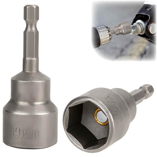 2 PCS RV Scissor Jack Socket, Magnetic RV Jack Socket Drill Adapter for 3/4 Inch (19mm) Hex Drive Compatible with 1/4 Inch Quick-Connect Shank, Stabilizer Tool for RVs, Travel Trailers & Trucks - size: 2 PCS