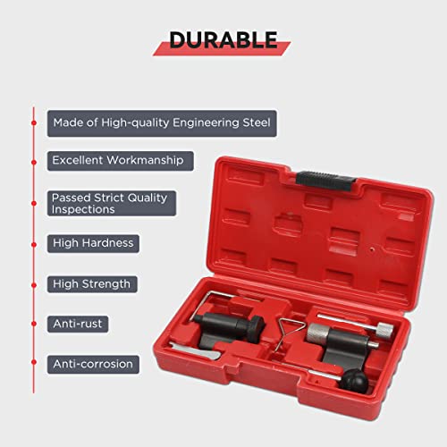 Engine Timing Tools Kit Diesel Engine Camshaft Alignment Tool Compatible for VW Audi SEAT Skoda 1.9L 2.0L TDI PD DOHC Engine High-Precision Crankshaft Locking Tool Timing Belt Tensioner Tool