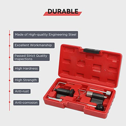 Engine Timing Tools Kit Diesel Engine Camshaft Alignment Tool Compatible for VW Audi SEAT Skoda 1.9L 2.0L TDI PD DOHC Engine High-Precision Crankshaft Locking Tool Timing Belt Tensioner Tool