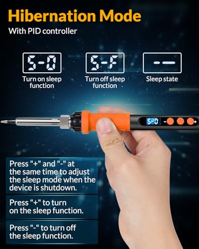 Soldering Iron Kit, 100W High Power Soldering Iron, Fast Heating, Digital Display Temperature Control Accurate 356°F-896°F, Portable Soldering Kit with Protective Cap, Automatic Sleep Mode - color: Light Orange