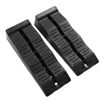 Jeffergarden RV Leveling Ramps HDPE Leveler Blocks with Wheel Chocks 11000LBS Capacity 3 Level Anti Slip Design for Campers Trailers SUVs on Uneven Ground