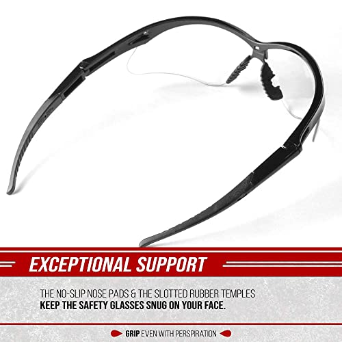 Glove Station Optic Max Anti-Fog Safety Glasses for Men & Women | Clear, Amber & Gray Lenses, Anti-Fog, Scratch-Resistant - ANSI Z87.1 Compliant - color: Clear, size: 1 Pair