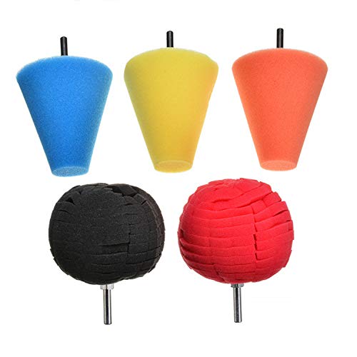 5Pcs Burnishing Foam Sponge Polishing Cone Ball Buffing Pad Car Wheel Hub Cleaner