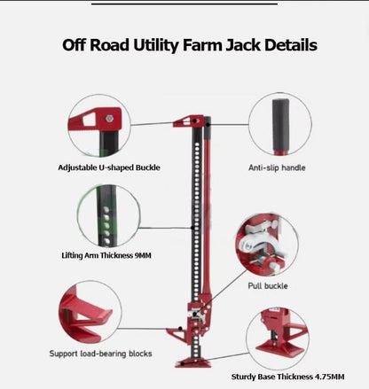 33 in Hi Lift Farm Jack, 3 Ton/7000 LB Ratcheting Utility Off Road Jack | 4.92-25.98 in Lifting Range, Ideal for Off-Road Vehicles, Trucks & Tractors - size: 33 in