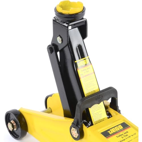 JEGS 2-Ton Hydraulic Car Floor Jack - 4,000 LBS Lift Capacity, Lift Range: 5 ?in.to 13in.- Lightweight Hydraulic Floor Jack, 360 Degrees Saddle Rotation - Heavy Duty Steel Car Jack Hydraulic