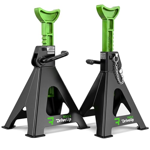 Jack Stands, 6 Ton (13,000 lbs) Capacity Heavy Duty, Double Locking Pin Safety, 14.2-23 Inch Adjustable Height Car Jack Stands for SUV, Truck, Van, Jeep, UTV/ATV - Pair (Green-Black) - size: 6 Ton