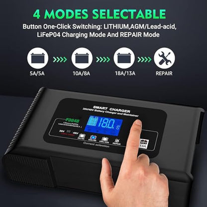 48v EZ-GO RXV TXT Golf Cart Battery Charger, 48V Lithium Lifepo4 Lead-Acid AGM Smart Battery Charger, Maintainer Trickle Charger