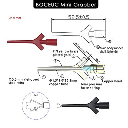 Test Lead Set, Mini Grabber Test Hook Clips Silicone Jumper Wires Cable for Logic Analyzer Electrical Testing, 60 V, 3A(6 Colors 18PCS)