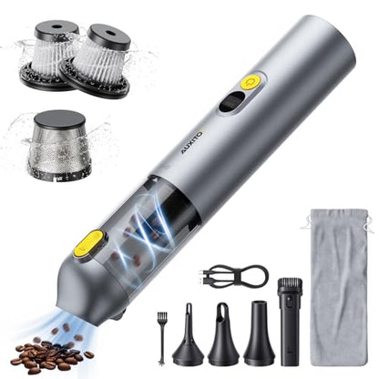AUXITO Car Vacuum Cleaner - Portable Handheld Vacuum Cleaner 14000Pa Suction Power, Blow & Suction 2 in 1 Mini Vacuum Cleaner Hand Held Vacuum for Car, Home, Pet, Office, Gifts for Men (Silver) - color: Silver