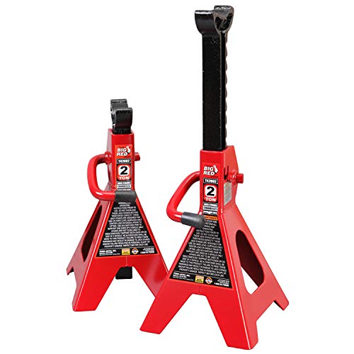 BIG RED T42202 Torin Steel Jack Stands: 2 Ton (4,000 lb) Capacity, Red, 1 Pair - size: 2 Ton, style: Basic Style