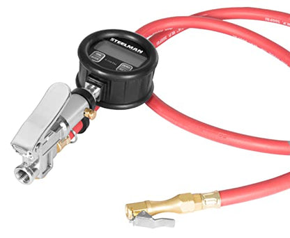 Steelman Digital Pressure Gauge Tire Inflator with 10-Foot Pneumatic Whip Hose, 0-150 PSI, Protective Casing - size: 10-Foot Hose