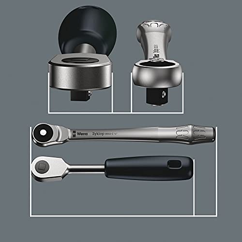 Wera 05004017001 8100 SA 7 Zyklop Metric Metal Ratchet Set with Push-Through Square, 28 Piece, 1/4" Drive