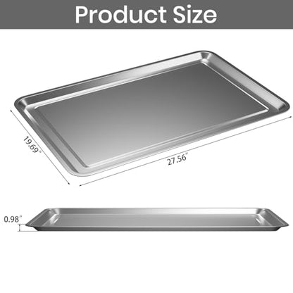 2 Pcs Under Car Oil Pans for Changing Oil, Motorcycle Automotive Oil Change Pan Silver Rust Resistant Drip Tray, Oil Catch Pan Replacement Tray for Garage Machinery Supplies (27.56 x 19.69 Inch) - size: 27.56 x 19.69 Inch
