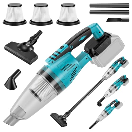 Cordless Vacuum Cleaner Compatible with Makita 18V Battery, Handheld Battery Powered Vacuum Portable Vacuum for Home, Car, Pet Hair, with 4-in-1 Nozzles & 3 HEPA Filter, No Batteries