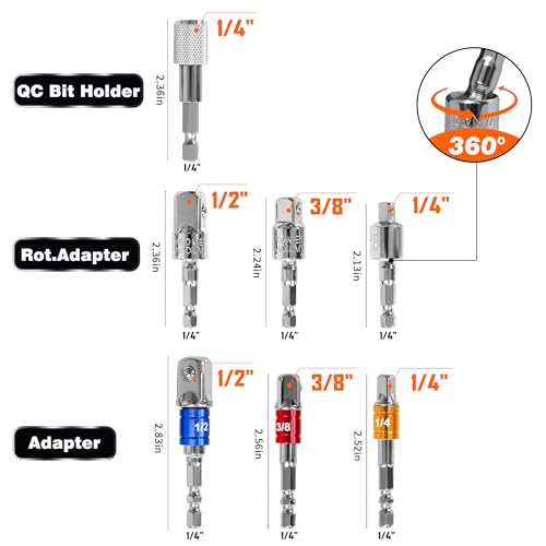 39-Piece Flexible Drill Bit Extension Set | 105° Right Angle Adapter, Metric Sockets, Magnetic Bit Holders, Storage Case