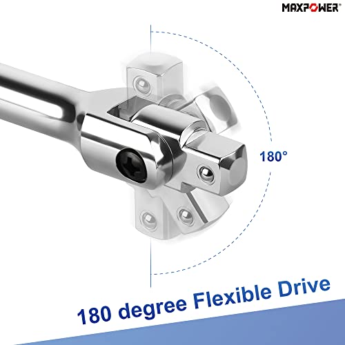 MAXPOWER 40-inch Breaker Bar 3/4" drive Flex Handle, Cr-Mo Flexible Head | Heavy Duty Breaker Bar, Loosens Stubborn Nuts and Bolts, Polished Chrome Finish - size: 40"