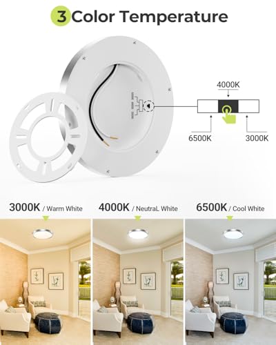hepside 1PACK LED Flush Mount Ceiling Light Fixture Black, 9Inch 24Watt, 3000k/4500k/6000K Ceiling Light, Ultra Slim Flush Mount LED Ceiling Lamp for Bedroom, Living Room, Kitchen, Hallway - color: Brushed Nickel, size: 9Inch-1pack