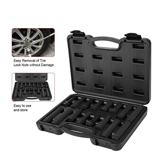 Car Wheel Removal Tool, 16Pcs Car Wheel Locking Lug Nut Master Set Lock Key Removal Tool Kit