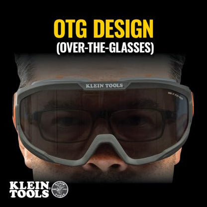 Klein Tools 60480 Safety Goggles, Tinted Gray Lens PPE Eye Protection, Anti-Fog, Scratch-Resistant, UV Protection, Adjustable Vents