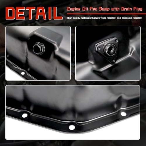 Engine Oil Pan Sump with Drain Plug, Compatible with Honda CR-V CRV 2002-2006, Honda Accord 2003-2007, Honda Civic 2002-2005, Element 2003-2011 & Acura RSX 2002-2006, 2.0L 2.4L, Replaces 11200RAAA00
