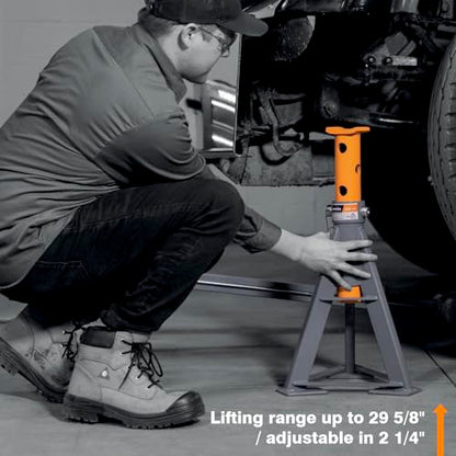 13.2-ton Professional Jack Stands (X2), Suited for Heavy Trucks, Lifting Range up to 29 5/8'', Sold in Pair. - size: 13.2-Ton professional Jack Stands