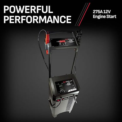 Schumacher Electric Wheeled Automatic 6A Car Battery Charger and 275A Engine Starter, 6-in-1 Solution, Maintainer, 40A Boost, for 6V/12V Power Sport, Automotive, and Marine Batteries, SC1326 - style: 125/275A