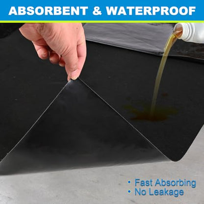 AAIN Oil Spill Mat (29" x 36"), Garage Floor Mat, Absorbent Oil Pad, Premium Maintenance Mat, Waterproof, Protect Garage Surface from Spill & Stain, Reusable, Washable, Durable, Black - style: 29 x 36
