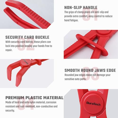 DURATECH 3-Piece Hose Pinch Clamp Pliers, 90 Angled Hose Pinch Off Pliers | Line Clamp Pliers Set for Fuel, Brake and Radiator Hoses - size: 3-Piece, style: 90 Angled