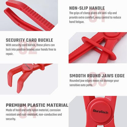 DURATECH 3-Piece Hose Pinch Clamp Pliers, 90 Angled Hose Pinch Off Pliers | Line Clamp Pliers Set for Fuel, Brake and Radiator Hoses - size: 3-Piece, style: 90 Angled
